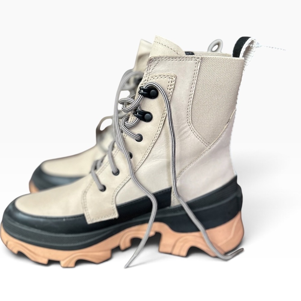 Sorel Brex Boot Lace Ceramic Black Waterproof Leather Platform Boots NL4305-251